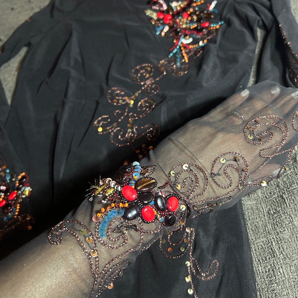 Very rare! Women’s Cache mesh embellished blouse size small - Picture 4 of 7